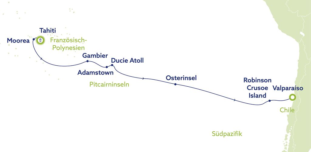 Kreuzfahrt Vasco da Gama - Route - Tahiti